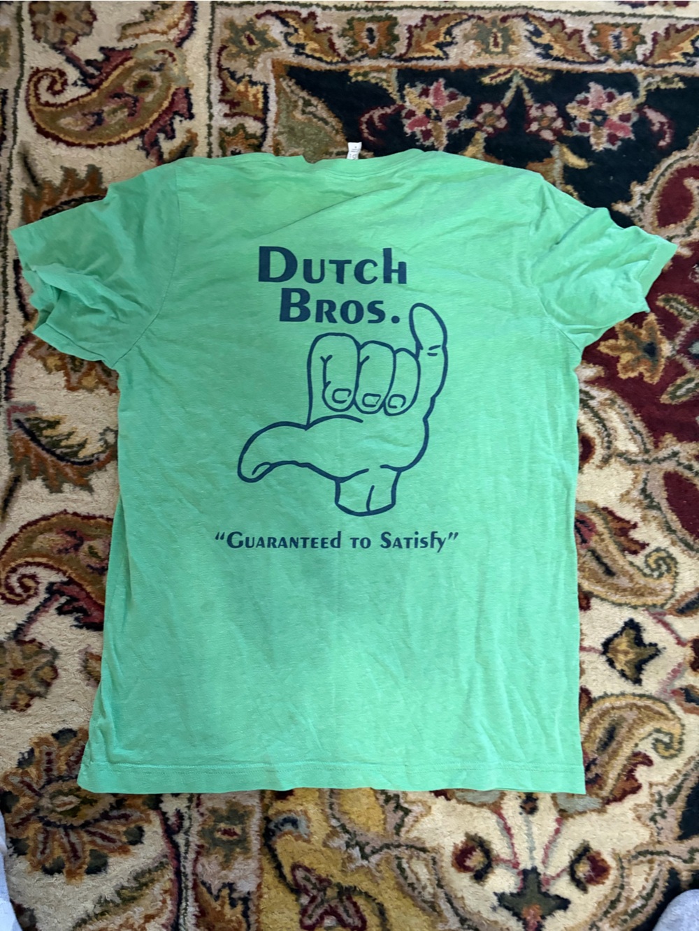 Dutch Bros Light Green Short Sleeve Tee with Navy Graphic